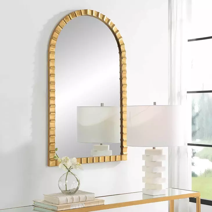 Oakley Metallic Gold Arched Wall Mirror