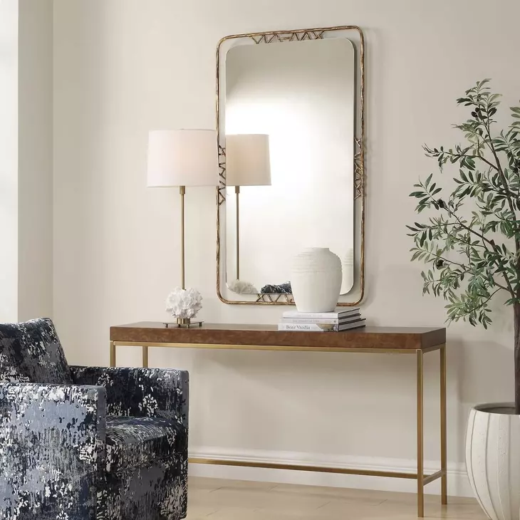Monterey Antiqued Gold Rectangular Wall Mirror