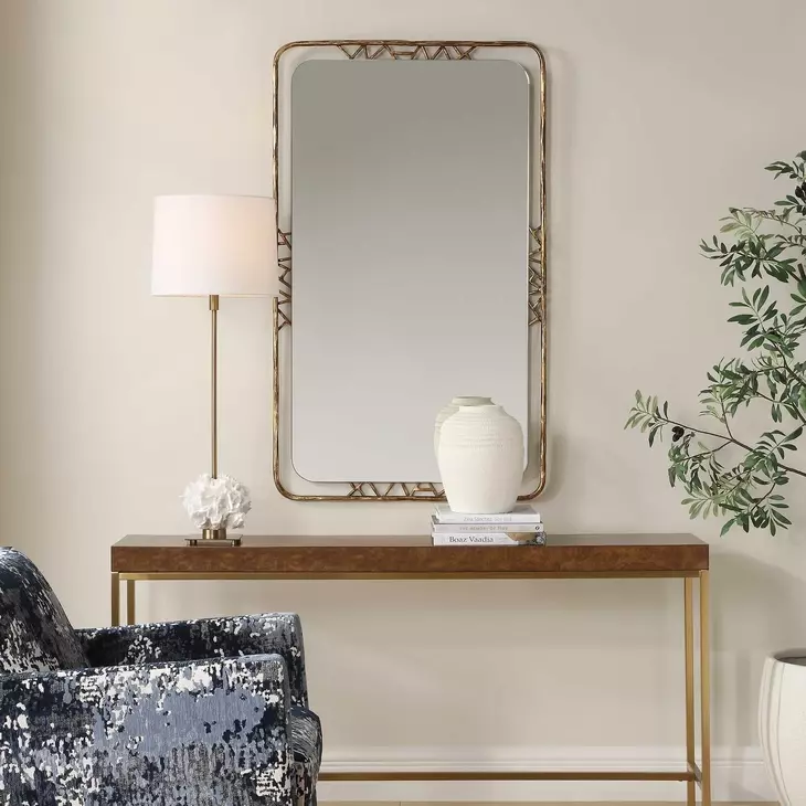 Monterey Antiqued Gold Rectangular Wall Mirror