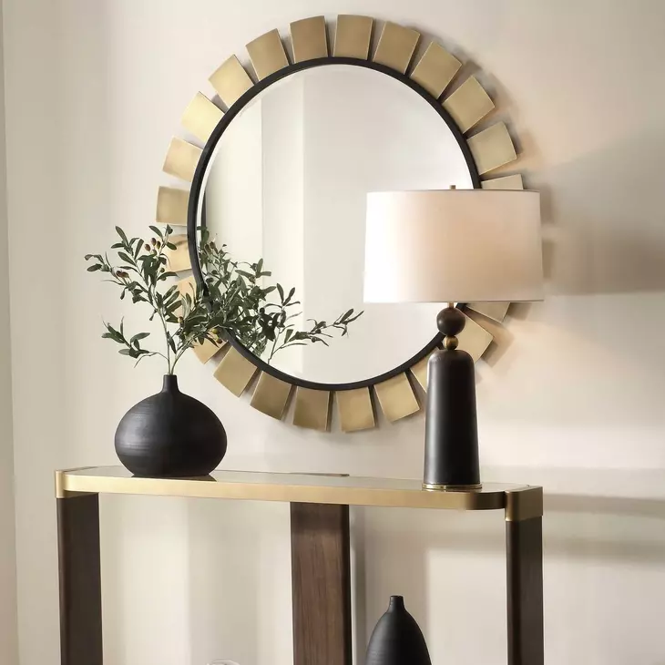 Fairmont Antique Brass Round 45" Wall Mirror