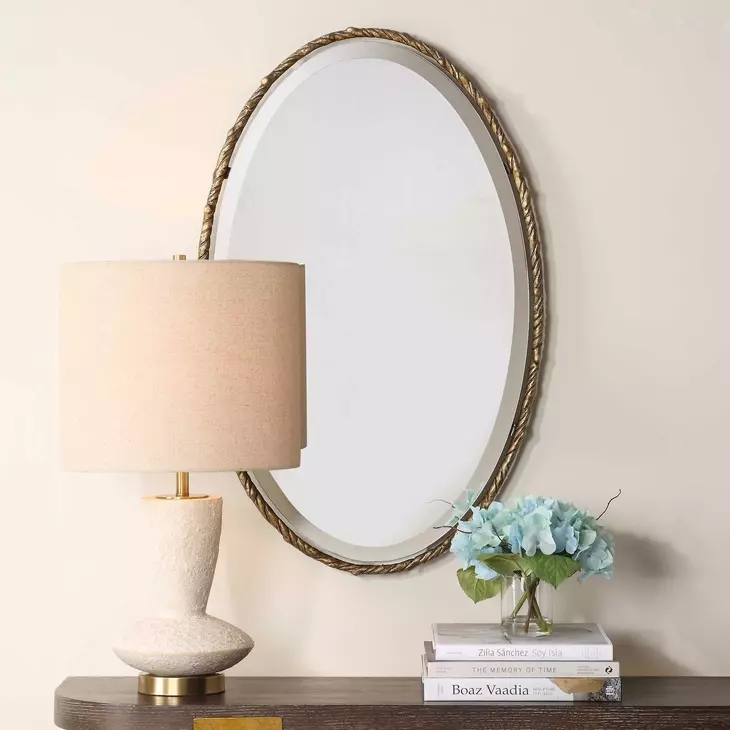 Kingsley Antique Gold Oval Wall Mirror