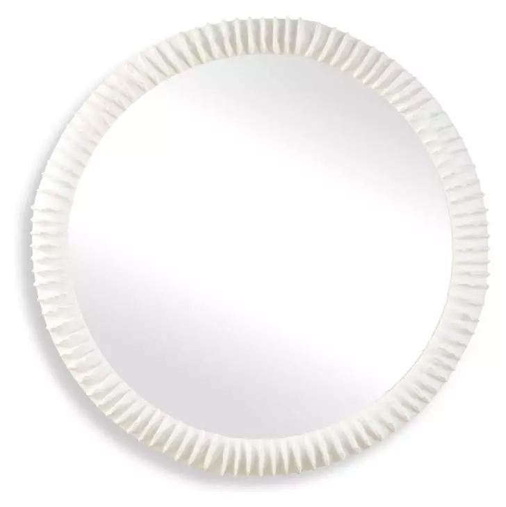 Langston Matte White Round Wall Mirror