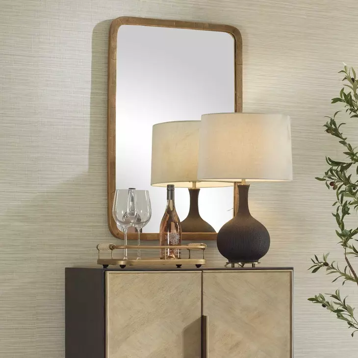 Prescott Antique Brass Rectangular Wall Mirror