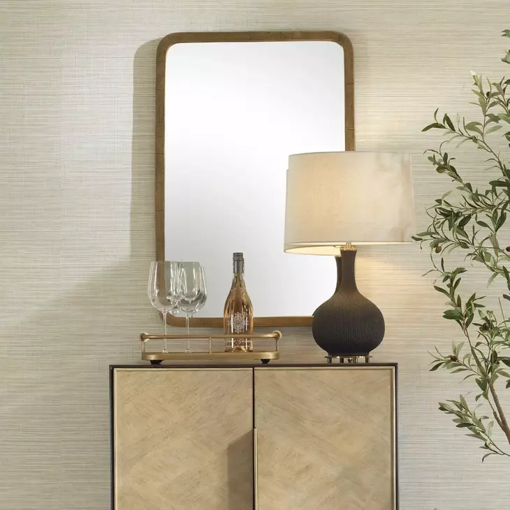 Prescott Antique Brass Rectangular Wall Mirror