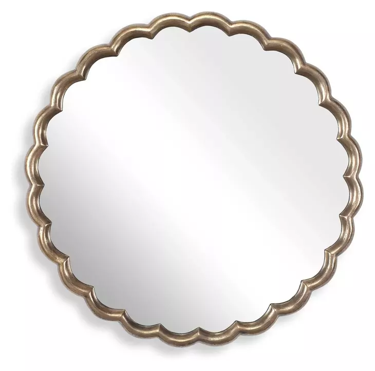 Alden Antique Brass Round Wall Mirror