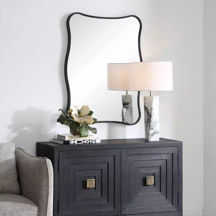 Belmont Satin Black Rectangular Vanity Mirror