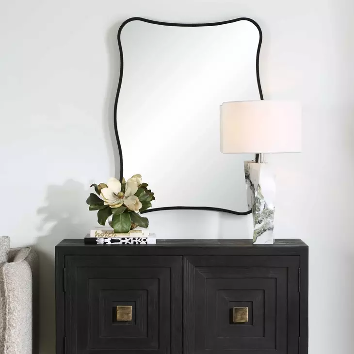 Belmont Satin Black Rectangular Vanity Mirror