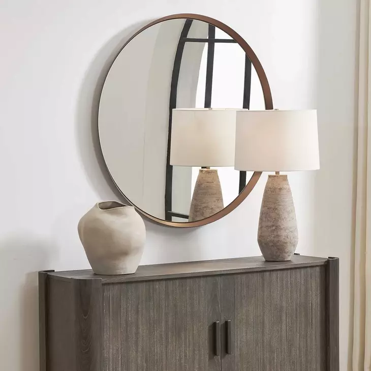 Somerset Bronze Round Wall Mirror