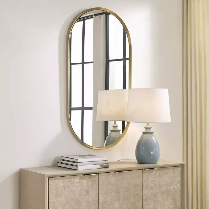 Somerset Antique Brass Oval Wall Mirror