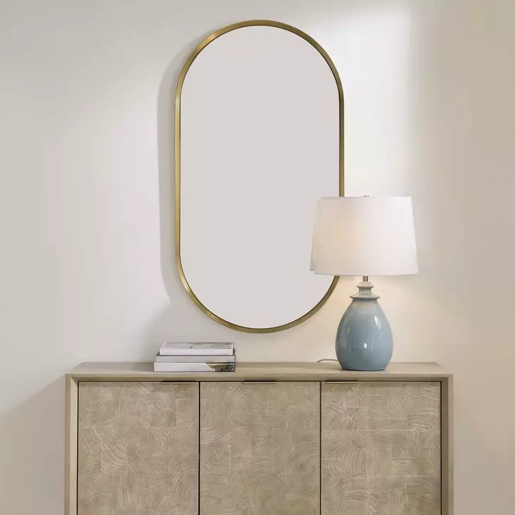 Somerset Antique Brass Oval Wall Mirror