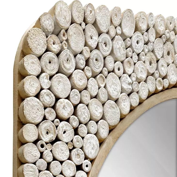 Merak Beige and Brown Round Wall Mirror