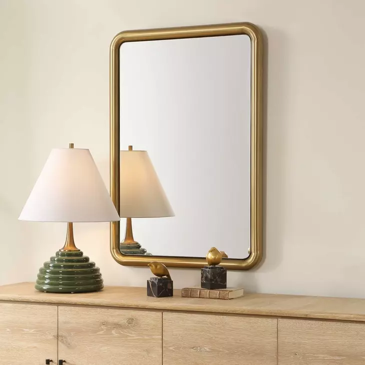 Somerset Antique Brass Rectangular Wall Mirror