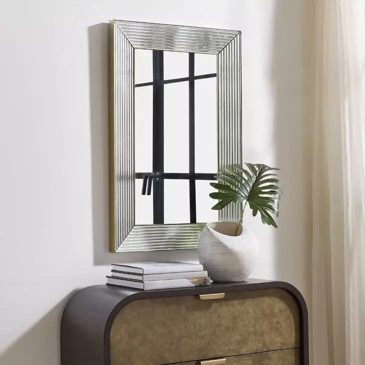 Hamilton Silver and Antique Brass Rectangular Wall Mirror