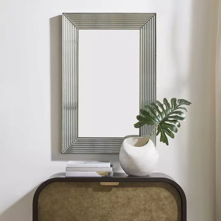 Hamilton Silver and Antique Brass Rectangular Wall Mirror