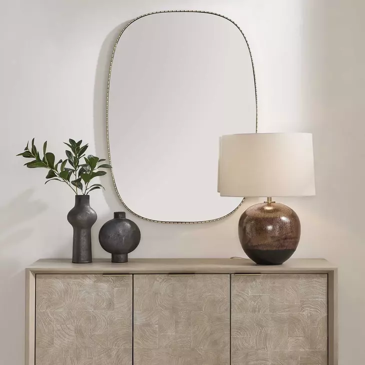Kingsley Distressed Antique Gold Oval Wall Mirror