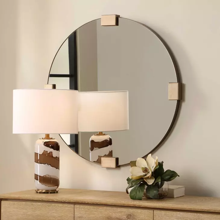Langston Golden Bronze Round Wall Mirror