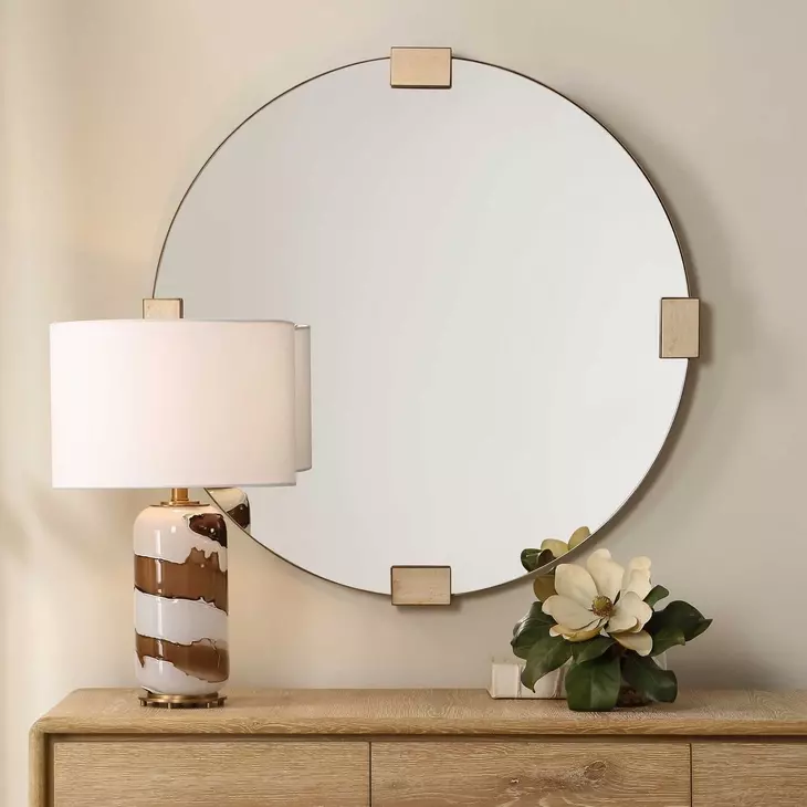 Langston Golden Bronze Round Wall Mirror