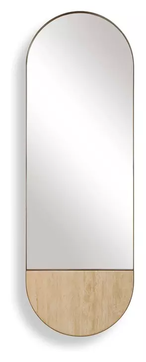 Langston Golden Bronze and Beige Oval Tall Wall Mirror