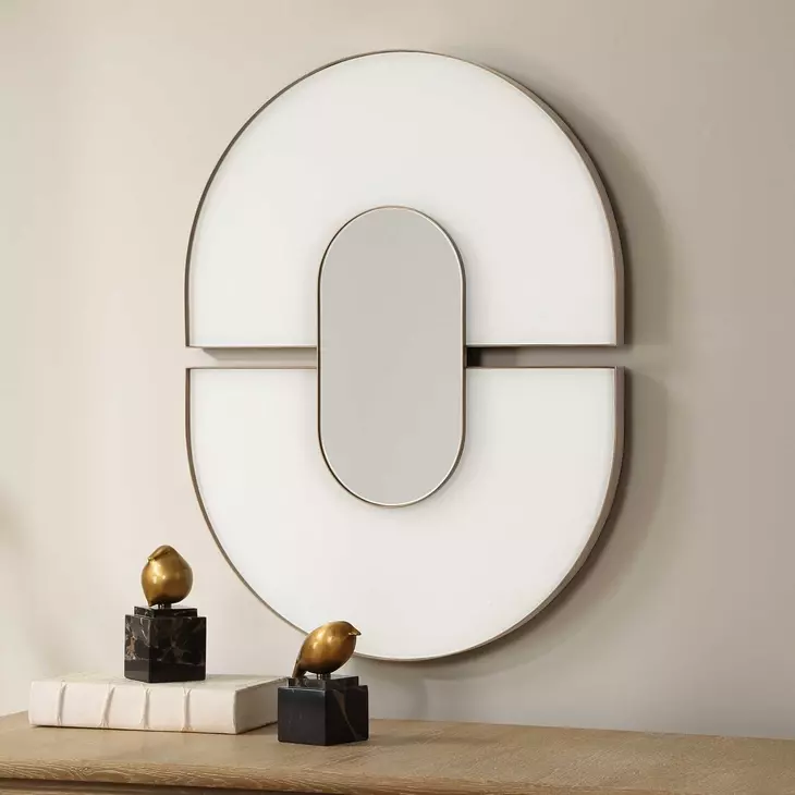 Oakley Antique Gold and White Oval Wall Mirror