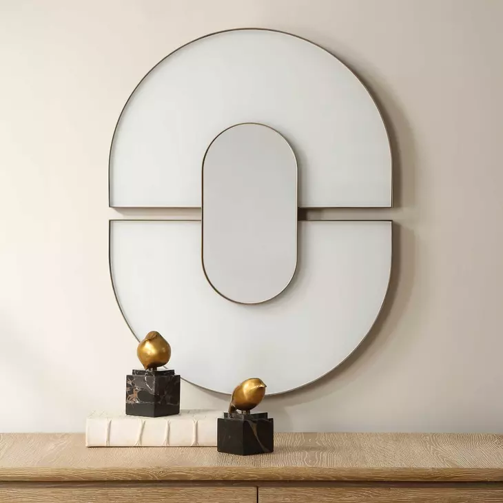 Oakley Antique Gold and White Oval Wall Mirror