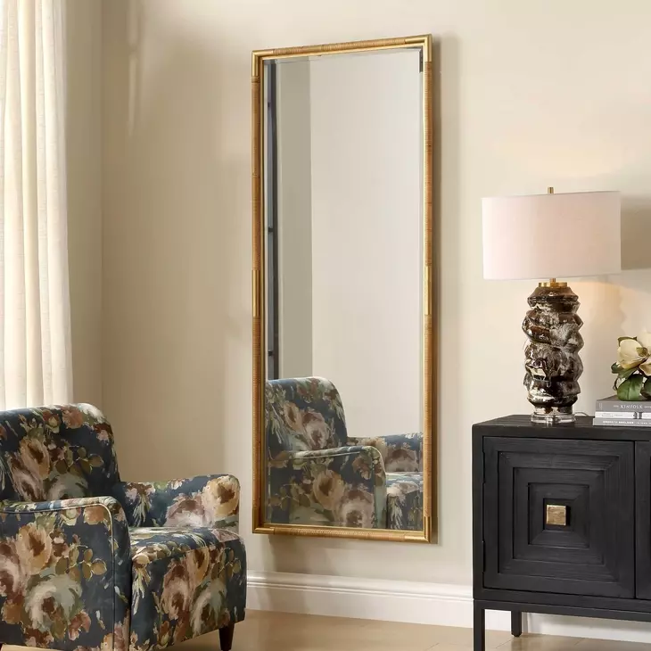 Riverton Antique Gold Rectangular Tall Wall Mirror
