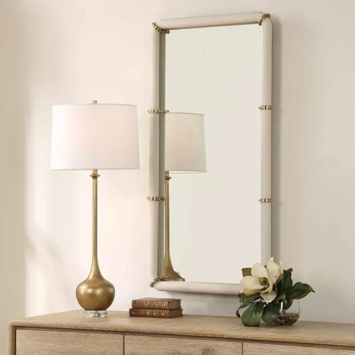Monterey White and Gold Rectangular Wall Mirror