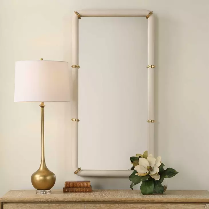 Monterey White and Gold Rectangular Wall Mirror