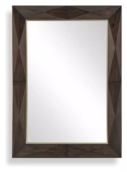Fairmont Dark Walnut and Brass Rectangular Wall Mirror