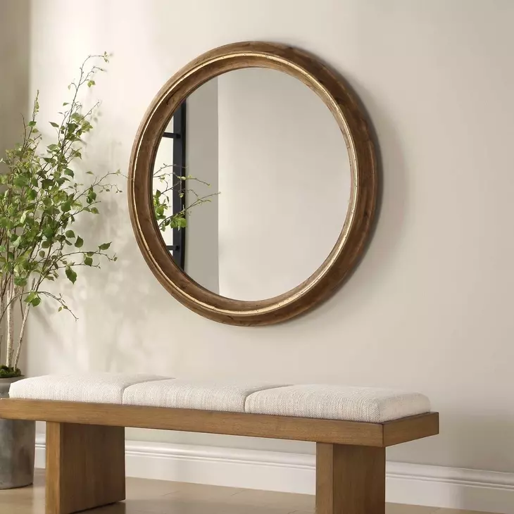Carlisle Light Honey Round Wall Mirror
