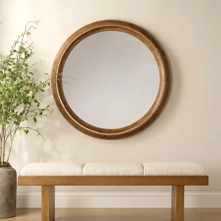 Carlisle Light Honey Round Wall Mirror
