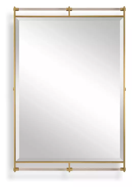 Alden Antique Brass and Amber Rectangular Wall Mirror
