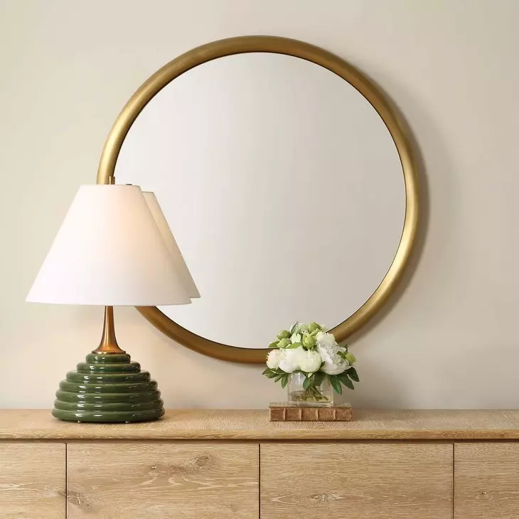 Atkinson Antique Brass Round Wall Mirror