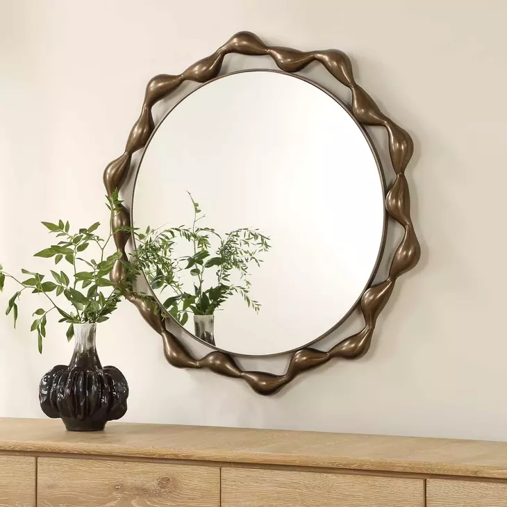 Fairmont Warm Bronze Round Wall Mirror