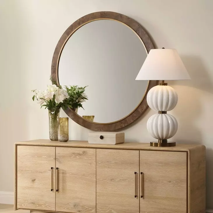 Monterey Antique Gold Round Wall Mirror
