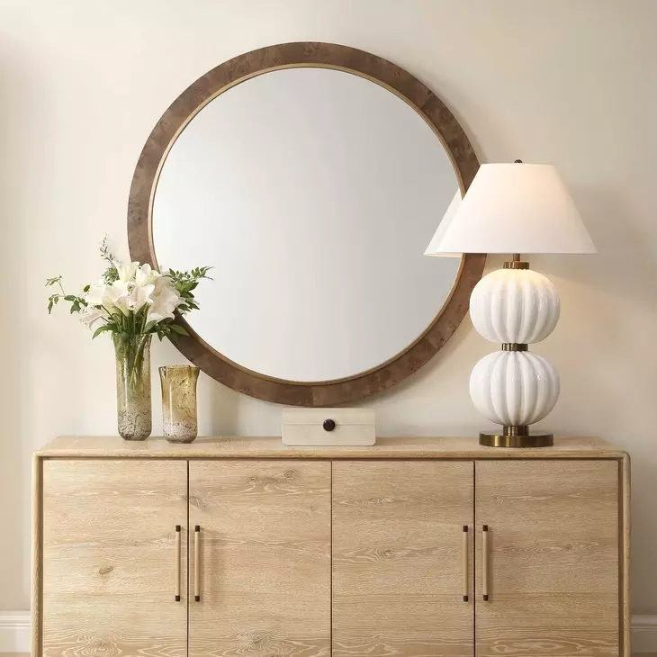 Monterey Antique Gold Round Wall Mirror