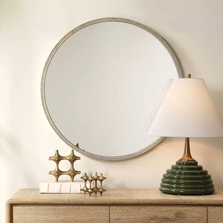 Oakley Warm Champagne Round Wall Mirror