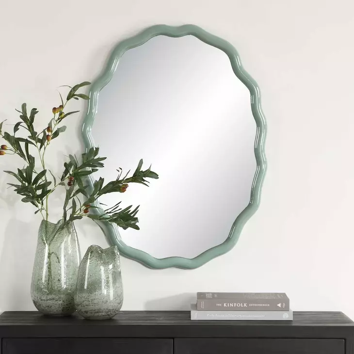 Langston Egg Blue Oval Wall Mirror