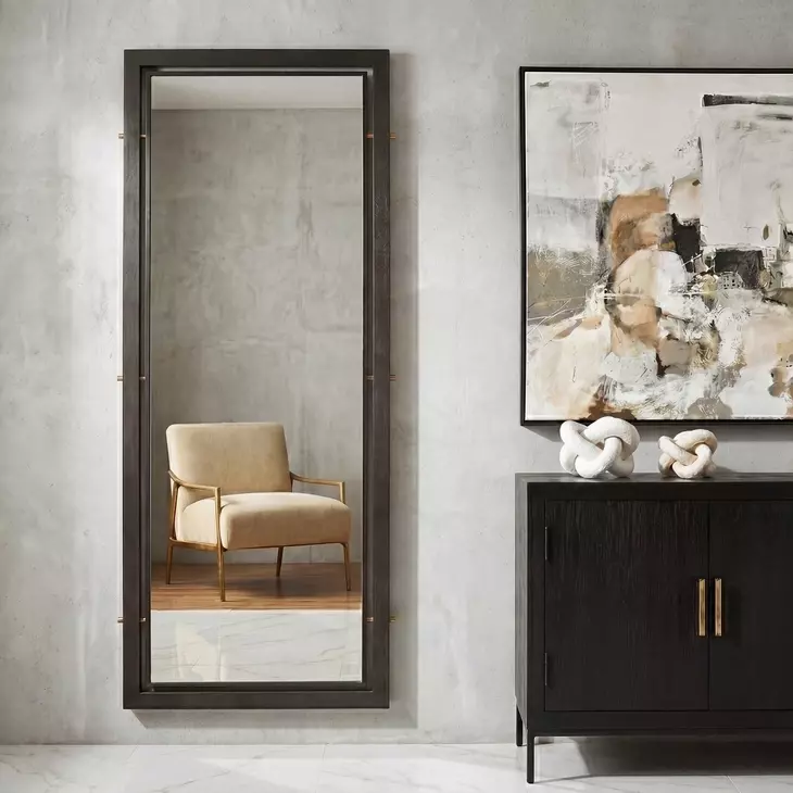 Hamilton Dark Bronze and Antique Brass Rectangular Tall Wall Mirror