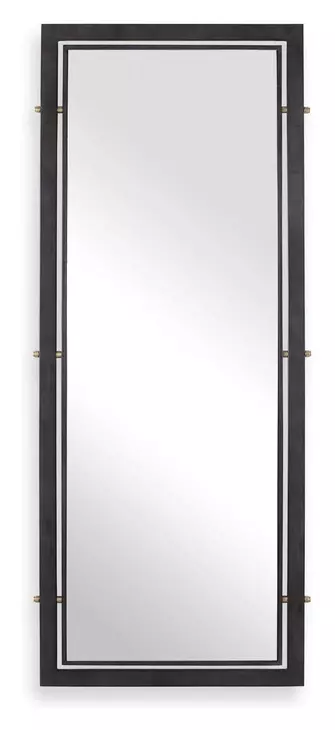 Hamilton Dark Bronze and Antique Brass Rectangular Tall Wall Mirror