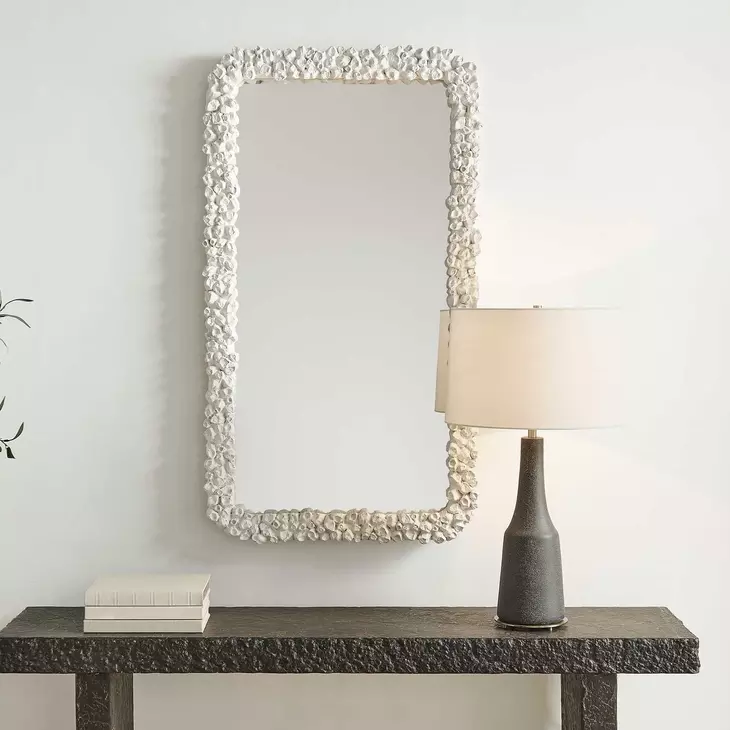 Oakley Warm White Rectangular White Wall Mirror
