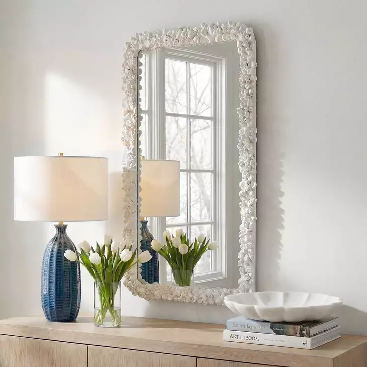 Oakley Warm White Rectangular White Wall Mirror