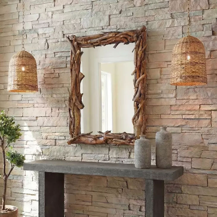 Langston Natural Rectangular Reflection Wall Mirror