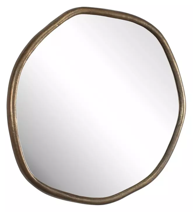 Kingsley Antique Brass Outdoor Round Wall Mirror
