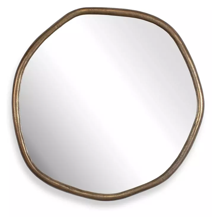 Kingsley Antique Brass Outdoor Round Wall Mirror
