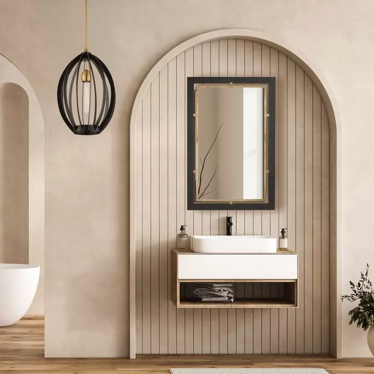 Somerset Dark Bronze and Antique Brass Rectangular Wall Mirror