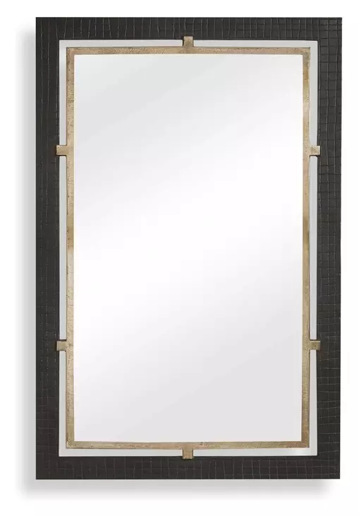 Somerset Dark Bronze and Antique Brass Rectangular Wall Mirror