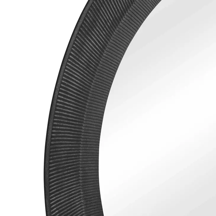 Carlisle Rustic Black and Light Gray Round Wall Mirror
