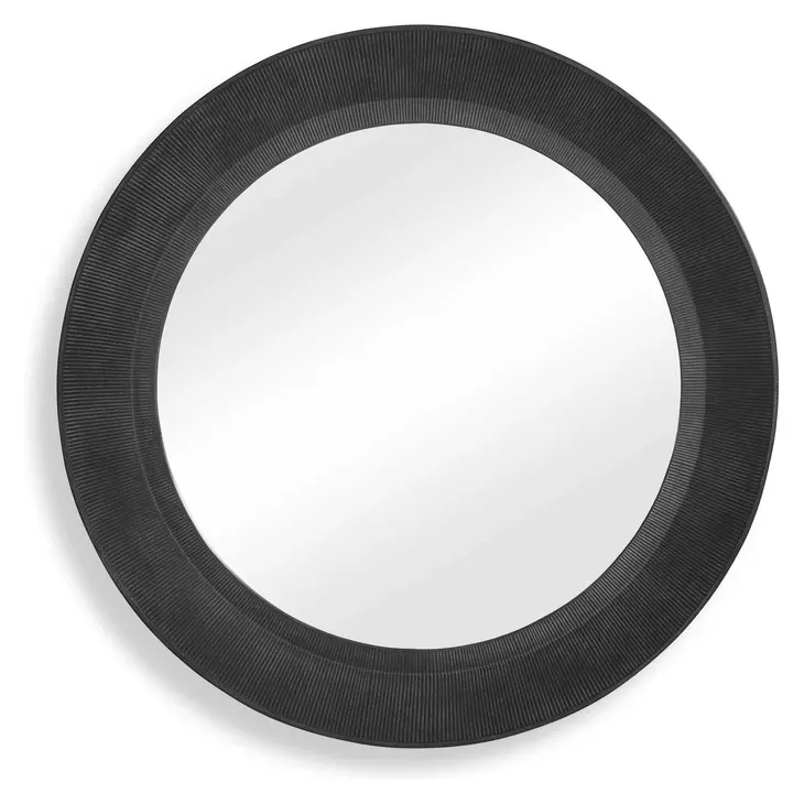 Carlisle Rustic Black and Light Gray Round Wall Mirror