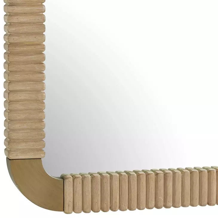 Heinrich Antique Brass and Light Natural Rectangular Wall Mirror