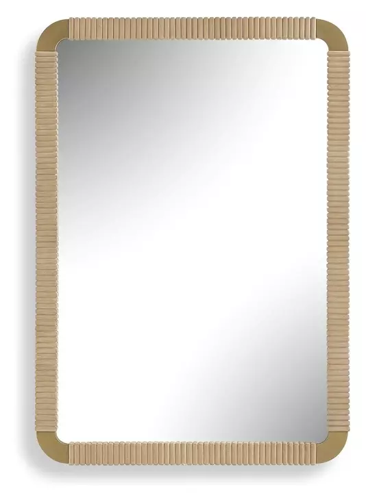 Heinrich Antique Brass and Light Natural Rectangular Wall Mirror